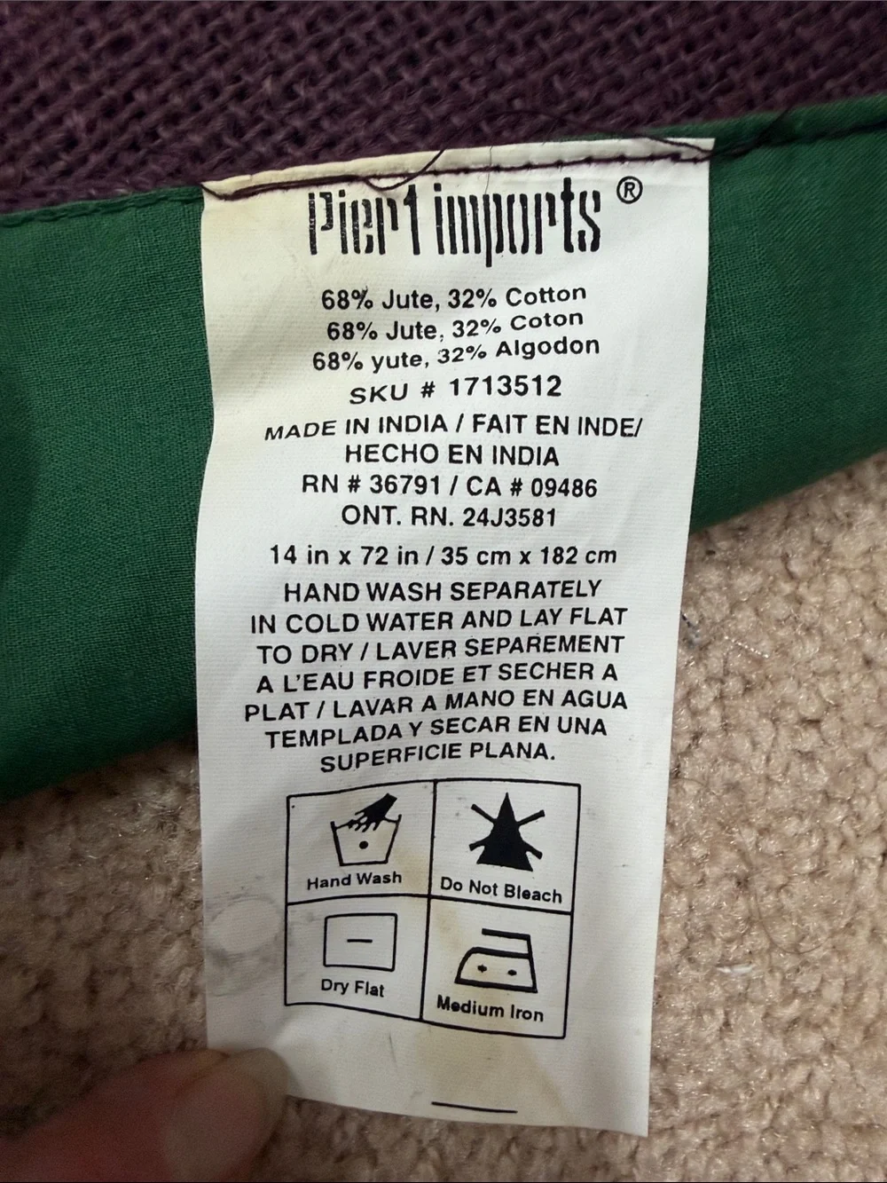 Pier 1 Import Y2K VTG Macintosh Patchwork Burlap Table Runner 14x72 Fall Autumn